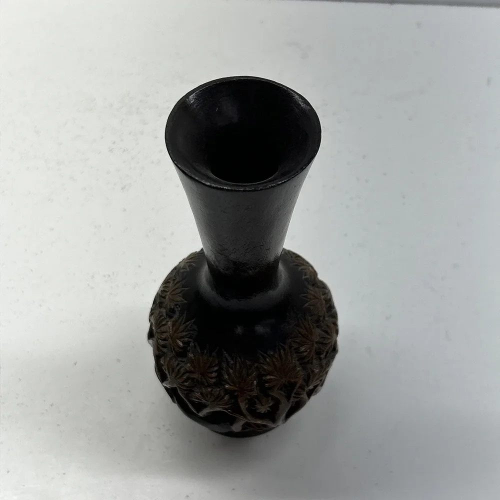 Vintage Teak Wood Hand Carved‎ Laquered 3D Elephant Vase 8